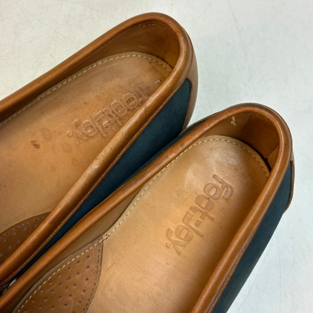 VERY GOOD Rancourt x FootJoy Nubuck Penny Loafer Blue Green Made USA 12 C - Picture 9 of 13